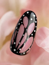 🦋 Black Butterfly Lace Nails | Black & Pink Glitter Butterfly Press-On Nails