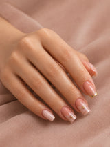 🌸 Blush Flower French Nails | Soft Pink Floral Press-On Nails with Gold Bead