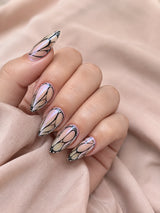 🤍🖤 Nude Butterfly Outline Nails | Nude & Black Butterfly Wing Press-On Nails