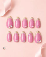 Pink Gold Glitter Tip Press-On Nails