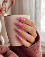 Pink Gold Glitter Tip Press-On Nails
