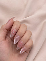 💕 Rose Gold Glam Nails | Sheer Pink Glitter & Crystal Rhinestone Press-On Nails