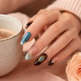 Tortoiseshell & Teal Gem Press-On Nails