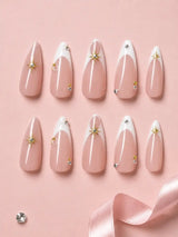 🤍 Celestial White French Nails | White French Tips + Gold Star Press-On Nails