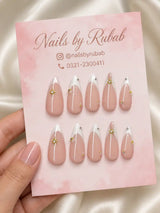 🤍 Celestial White French Nails | White French Tips + Gold Star Press-On Nails