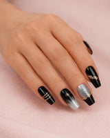 Midnight Snowflake Glam Nails