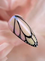 🤍🖤 Nude Butterfly Outline Nails | Nude & Black Butterfly Wing Press-On Nails