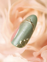 💚 Sage Green Cat-Eye Nails | Magnetic Green & Gold Baroque Press-On Nails