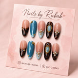 Tortoiseshell & Teal Gem Press-On Nails